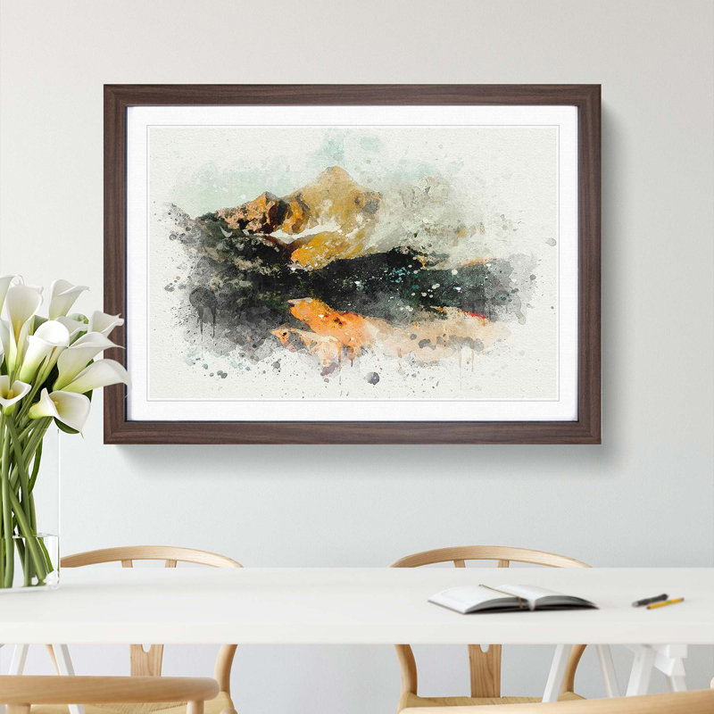 Reflection of the Alps in Abstract - Picture Frame Graphic Art Print, 36cm H x 48cm W x 2cm D, Walnut Framed