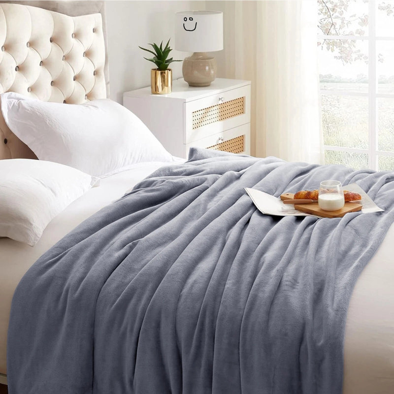 Plain Weave / Muslin Throw Blanket, Silver, 200cm W x 240cm L