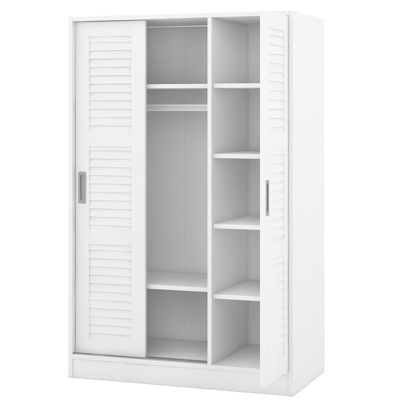 Contemporary 3-Door Wardrobe, White With Shelves - Bedroom Chic Wardrobe Shelves, Storage Perfection