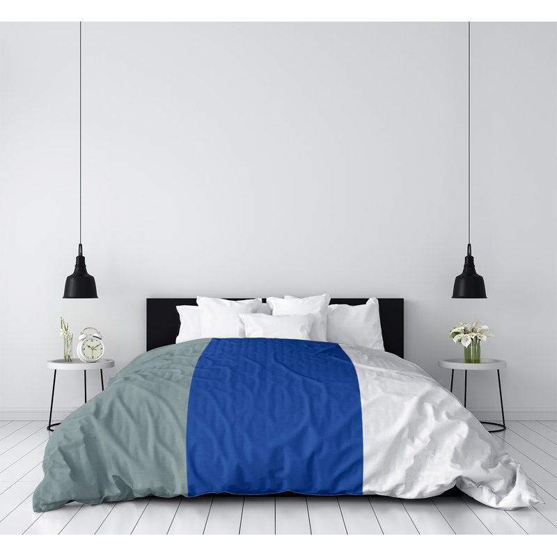 Housse de couette simple Arizona, Bleu foncé / blanc cassé, Housse de couette grand