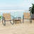 3 Piece Wood Rocking Bistro Set with Storage Bag PS Armrests & Tabletop Metal Frame Brown