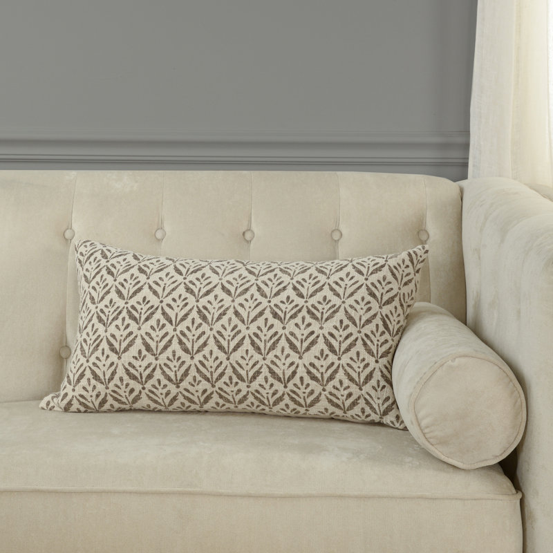 Cotton Lumbar Pillow, Polyester, Mocha