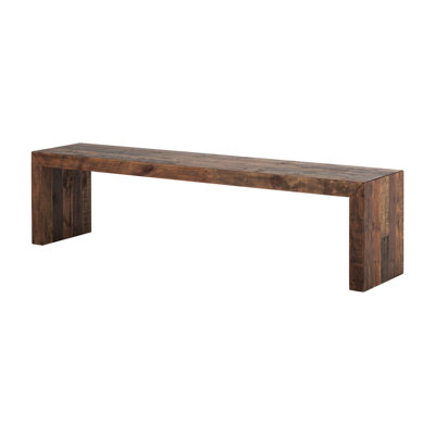 Yuri Large Rustic Wood Bench in Light Brown for Entryway or Dining Room