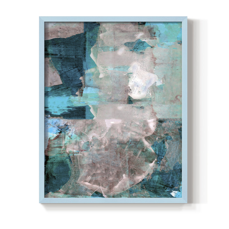 Impression encadrée Impasto III - bois massif, Bleu, H 10 po x l 8 po