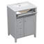 Meuble-lavabo gris 24 po avec lavabo, panneau de fibres à densité moyenne et bois d'hévéa, 3 tiroirs et armoire avec tablettes réglables-200908878