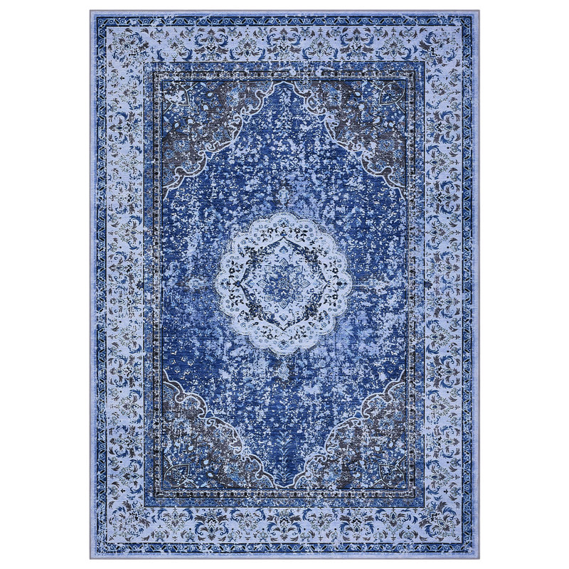 Area Rugs Soft Faux Lamb Soft Boho Floral Area Rug - Vintage Washable Carpet with Non-Slip TPR Backing - Ideal for Living Room, Bedroom, Bathroom, Kitchen, Entryway