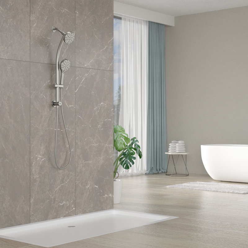 Pomme de douche double multifonction, Nickel brossé