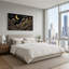 «Black and Gold Mountain Landscape with Pine Trees», art mural sur toile-587811126