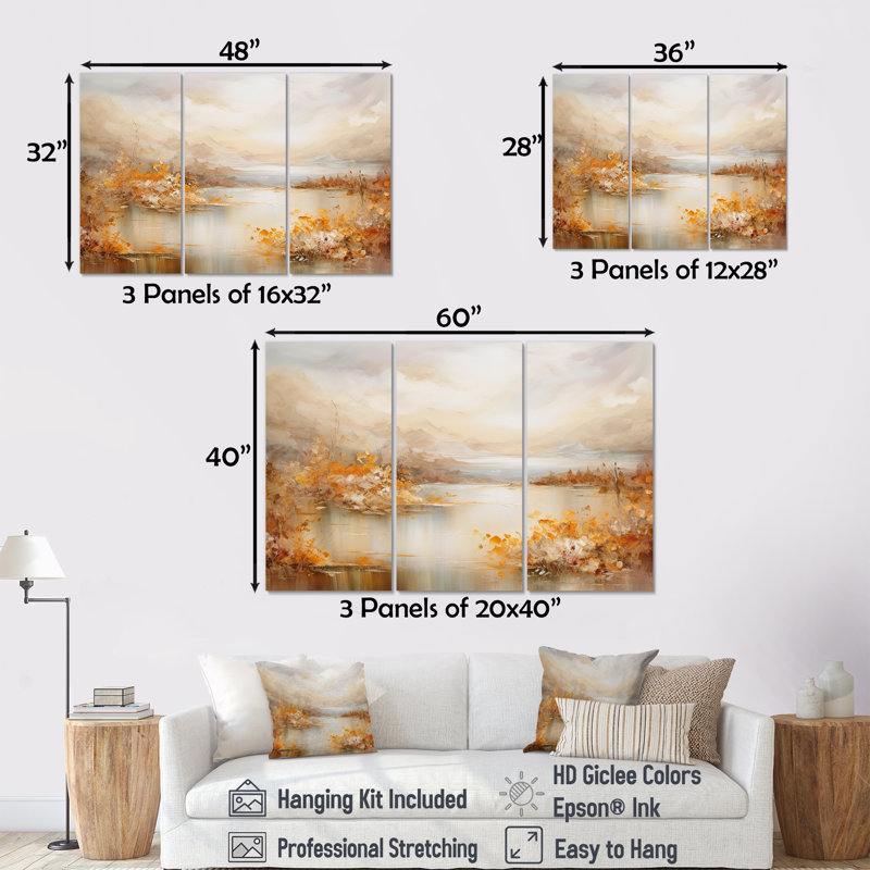 «Lakes Rivers Dreamscape Charm Art liquide - ensemble d'art mural rivière, Toile tendue, H 40 po x l 60 po x P 1 po