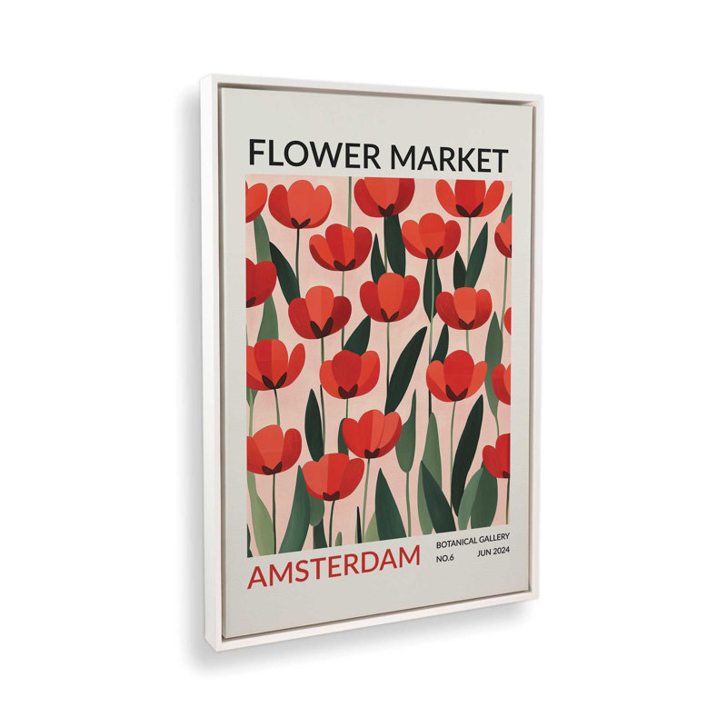 Amsterdam Flower Market I, H 30,75 po x l 20,75 po, Cadre flottant blanc opaque