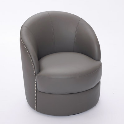 29'' Genuine Leather Swivel Barrel Chair