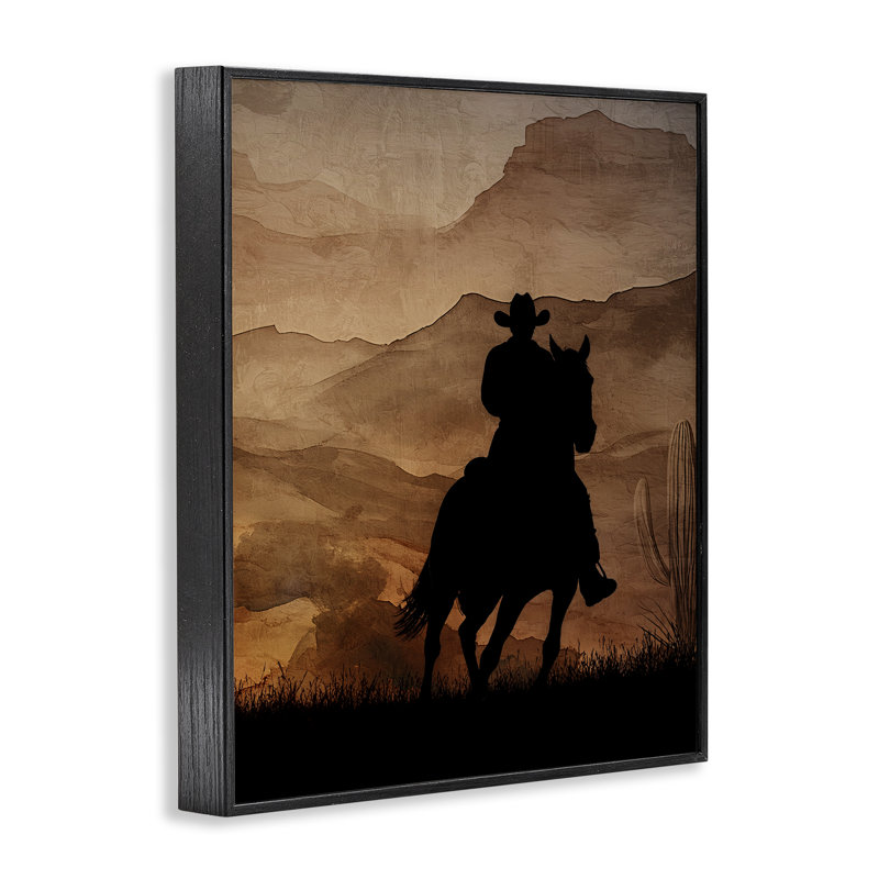 «Cowboy's Sunset Ride», estampe numérique, conception de Kim Allen, Giclée noire de minuit encadrée, H 14 po x l 11 po