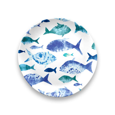 West Newbury Coastal Scallops Fish Salad Plate,8.5",Melamine,Set Of 6
