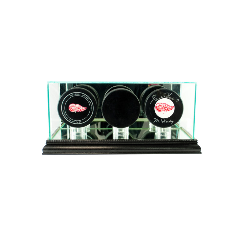 Triple vitrine de rondelle de hockey, Noir