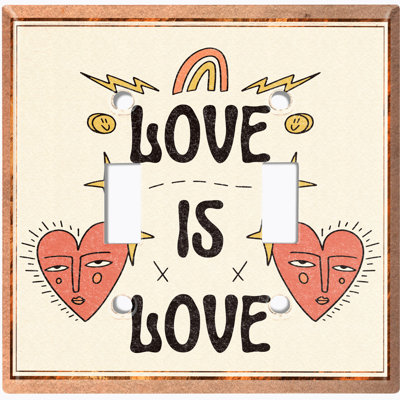 Plaque murale à interrupteur arc-en-ciel à 2 bandes Cute Love is Love Hearts