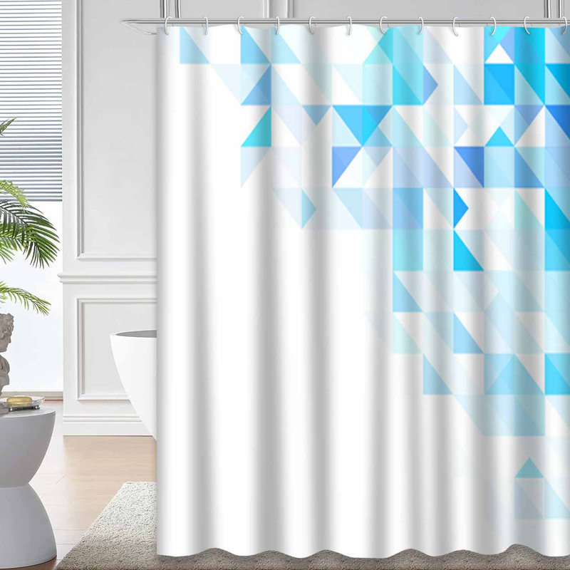 Rideau de douche d'angle avec 12 crochets Bright Bright Triangles, L 72 po x l 78 po