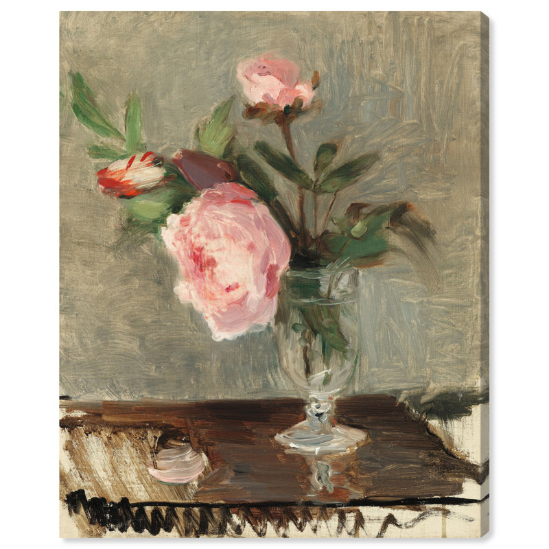 Berthe Morisot - pivoines sur toile, art campagnard rétro par Art Remedy, Toile tendue, H 45 po x l 36 po