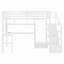 Lit mezzanine double avec lumière DEL et station de charge, lit mezzanine en métal avec bureau et escalier, lit mezzanine avec garde-robe pour enfants-220953697