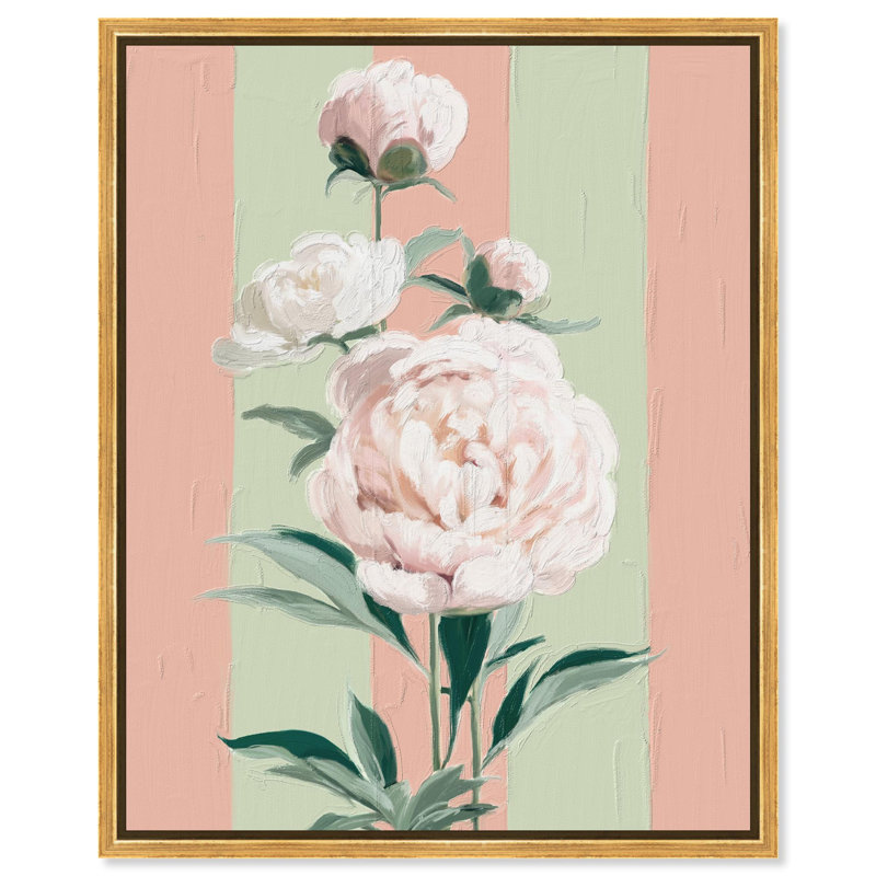 «Pink Peony Boho», impression sur toile par Notoriart, H 30 po x l 36 po, Structure noire