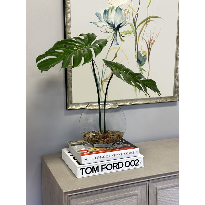 Split Philodendron Leaves In Glass Vase