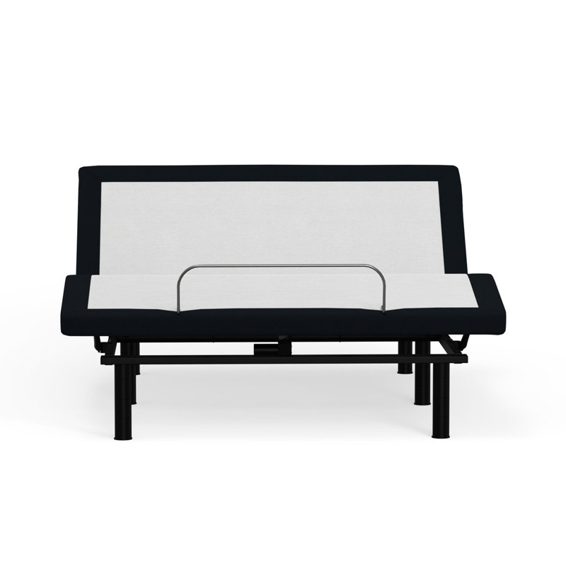 Très grand lit réglable gris en métal gris avec articulation libre de la tête et des pieds, réglages de la mémoire, cadre de fonctionnement sans fil dans les articulations de la tête et des pieds, télécommande