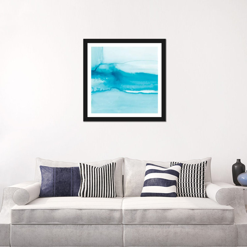 Reproduction d’art, "faire Waves III" par Ethan Harper, H 24 po x l 24 po x p 1 po, Papier encadré noir, Blanc