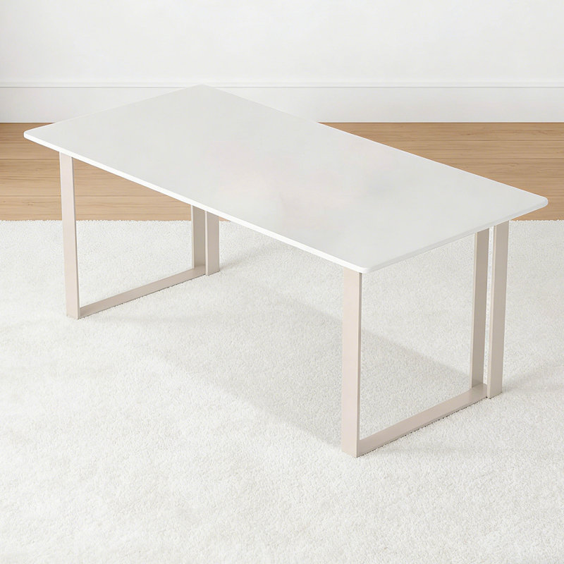 Modern White Rectangular Solid Wood Dining Table, 29.53"H x 55.12"L x 31.5"W