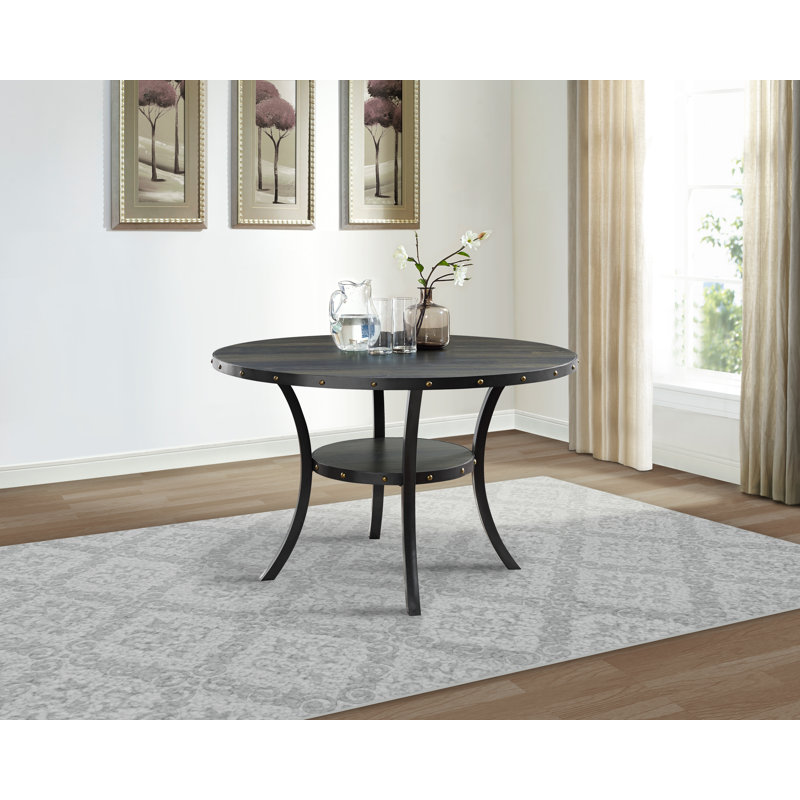Durst Round Metal Base Dining Table, Standard Height (30" Height), Smoke