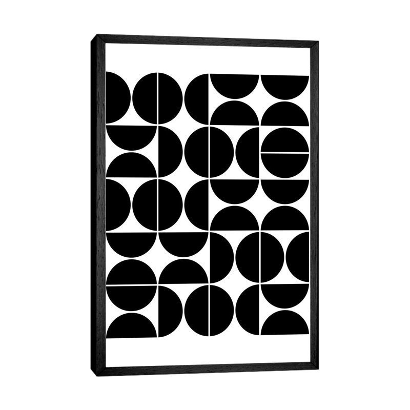 Mid Century Modern Geometric IV Black by The Old Art Studio - Print on Canvas, Black Framed, 101.6cm H x 66.04cm W x 3.81cm D