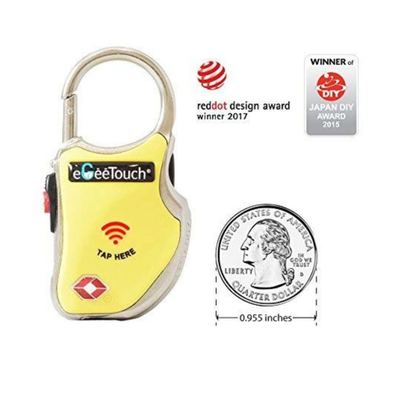 Smart Travel Padlock (Bluetooth+NFC), Yellow