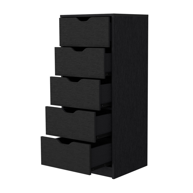 Commode 5 tiroirs Dillon, commode haute Dillon, Black
