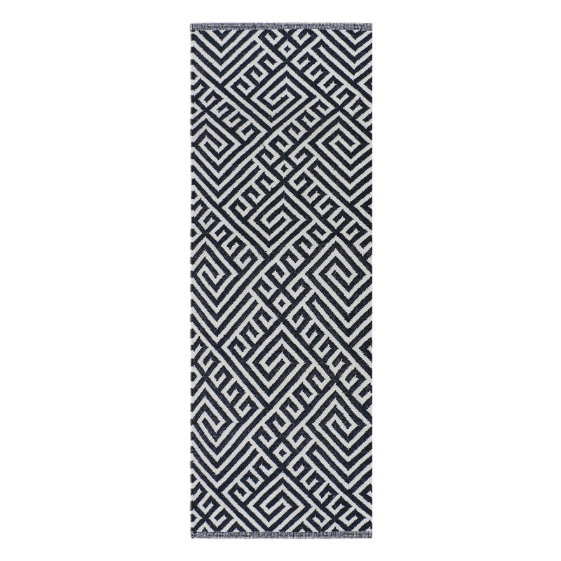 Wowza Geometric Area Rug in Black/White, Runner 2'6" x 12'