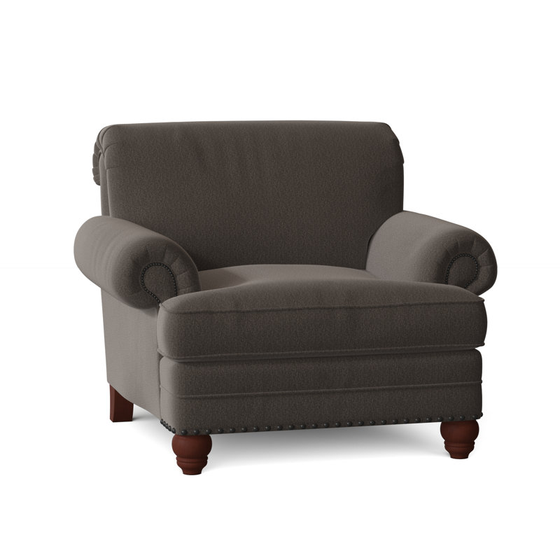 Fauteuil Ballester, Anello 42 sergé performance gris foncé, Pécan, Laiton foncé