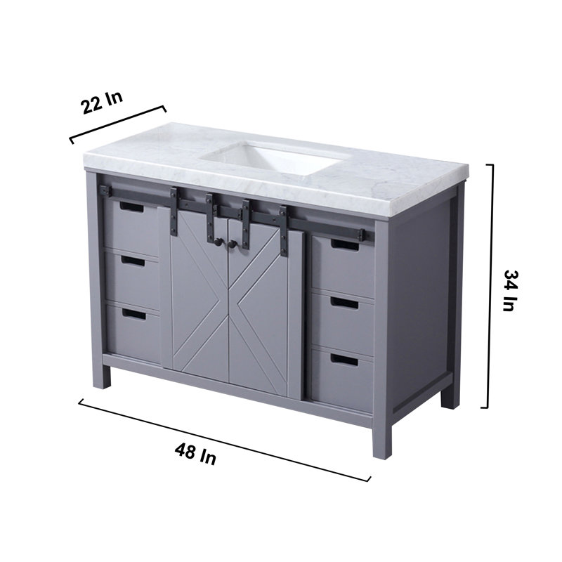 Marsyas 48" Dark Gray Single Vanity with Carrara Marble Top