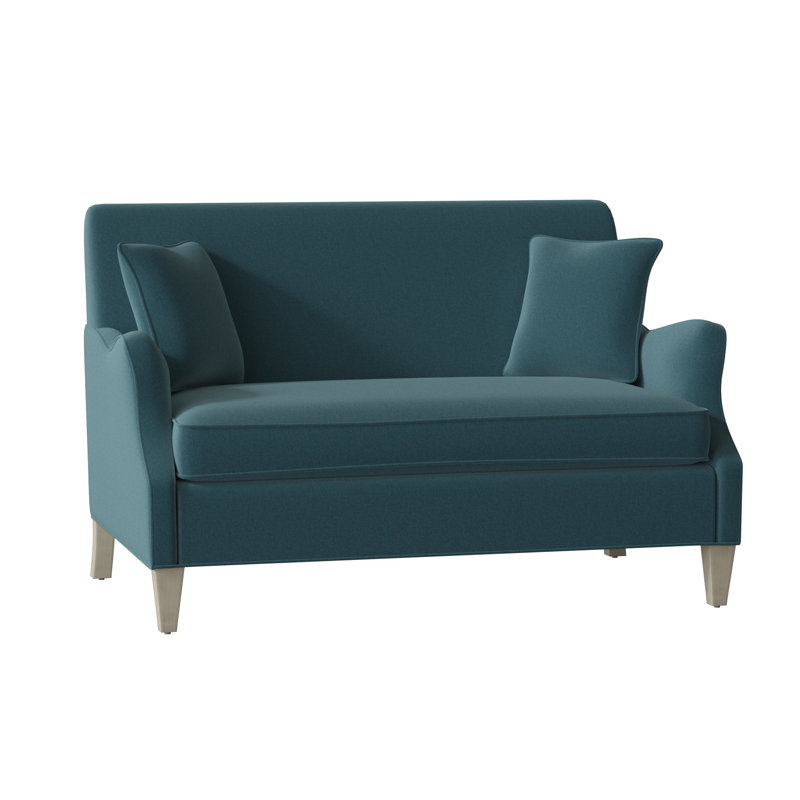 Leland Upholstered 54.5'' Settee, Turquoise (8789 91), Walnut