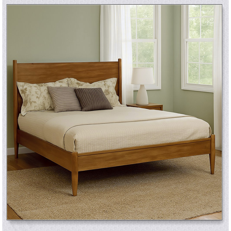 Lit plateforme Mid-Century, California King, Oak