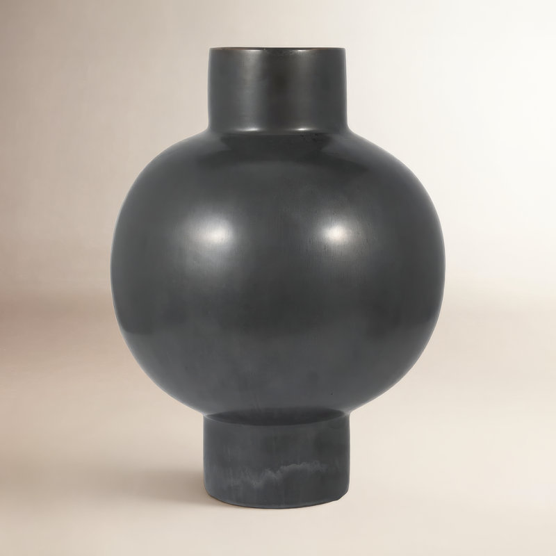 Bronsyn Neutral Round Modern Ceramic Bubble Vase, 18" H x 14" W x 14" D, Gray