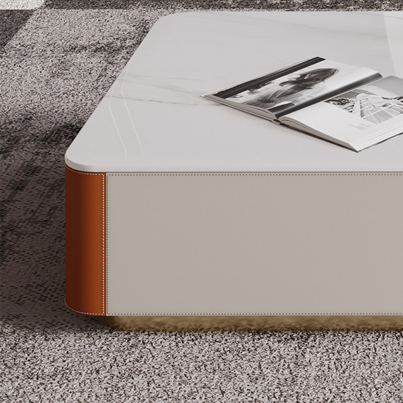 Meuble télé de style moderne jumelé à une table basse, Blanc / gris / or