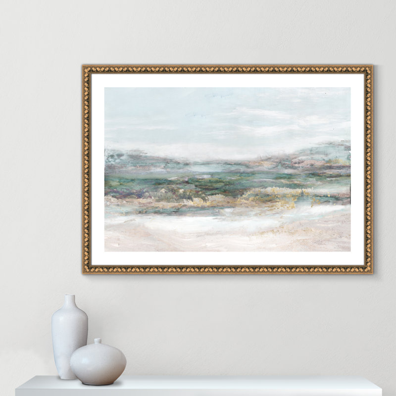 Lori Dazzling by Matina Theodosiou - Painting Print on Canvas, White, Gold Bead Framed Paper, 29.5" H x 41.5" W x 1.125" D