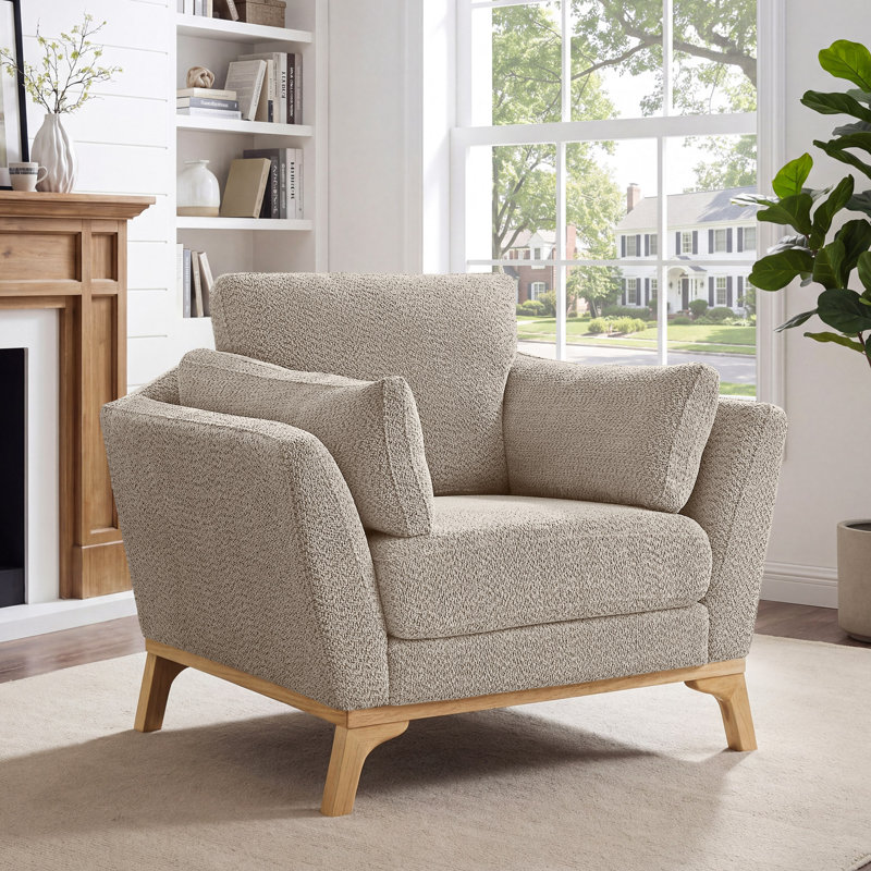 Ljubinko Upholstered Armchair, Camel Boucle