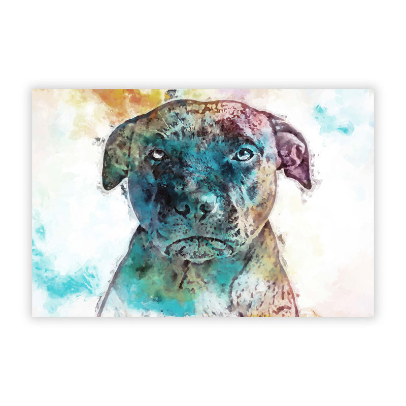 A Staffordshire Bull Terrier Dog - Frameless Print, 42 cm H x 59.4 cm W