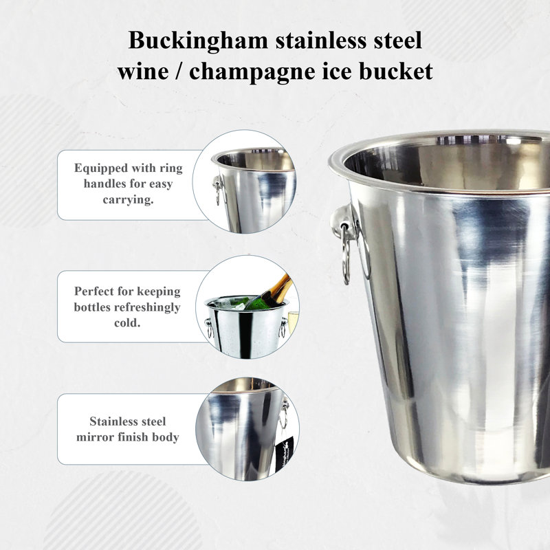 Buckingham Wine Bucket Stainless Steel Mirror Finish 21.5 cm , 4.8 Litre