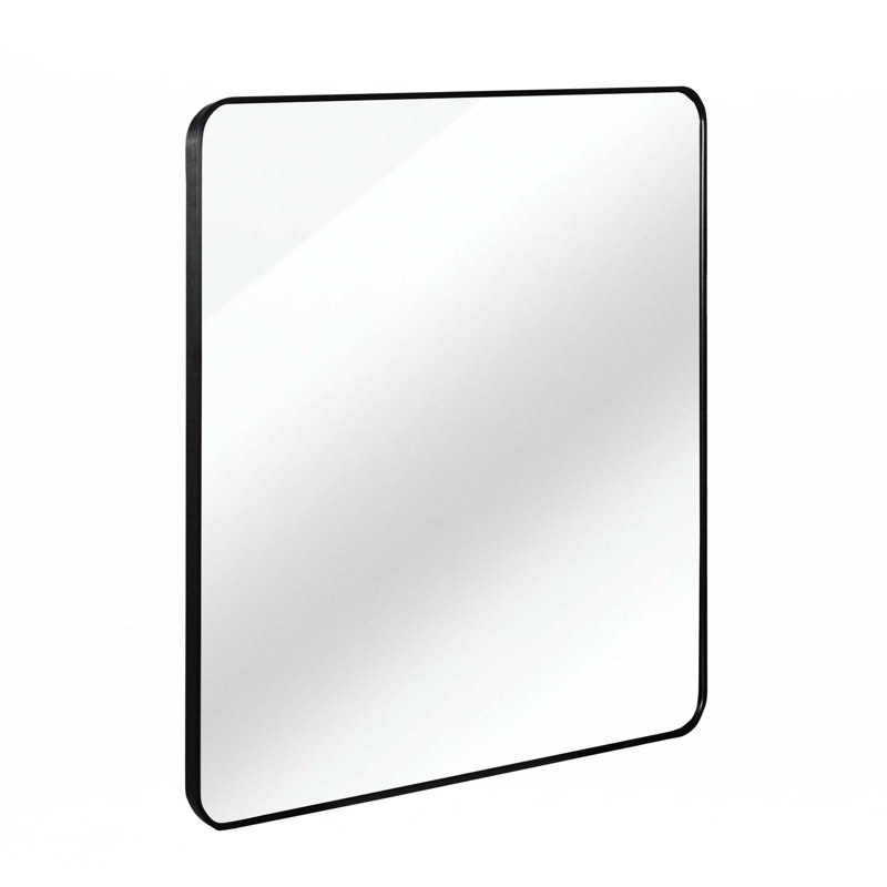 Miroir de bar en métal, 30 po x 30 po, Noir, Carrée