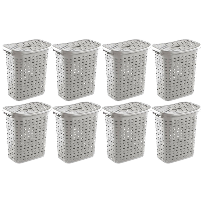 Panier à linge mince en plastique Sterilite, gris, paquet de 8