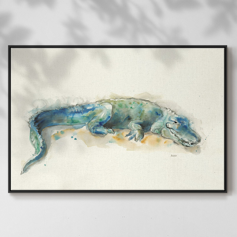 " Alligator ", 17" H x 25" W x 2" D, Black Closed Corner Framed Canvas