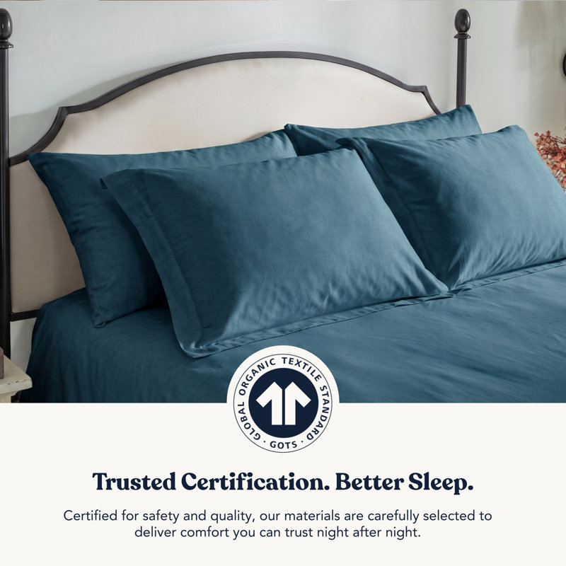 Perecale Bedding 100% Organic Cotton Percale Fitted Sheet, 400 Thread Count GOTS Certified, Smooth & Moisture-Wicking