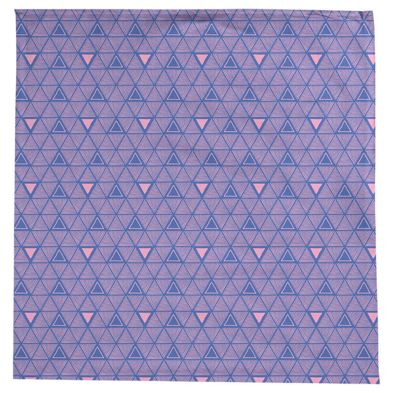 Classic Hand Drawn Triangles Tablecloth, Blue/Pink