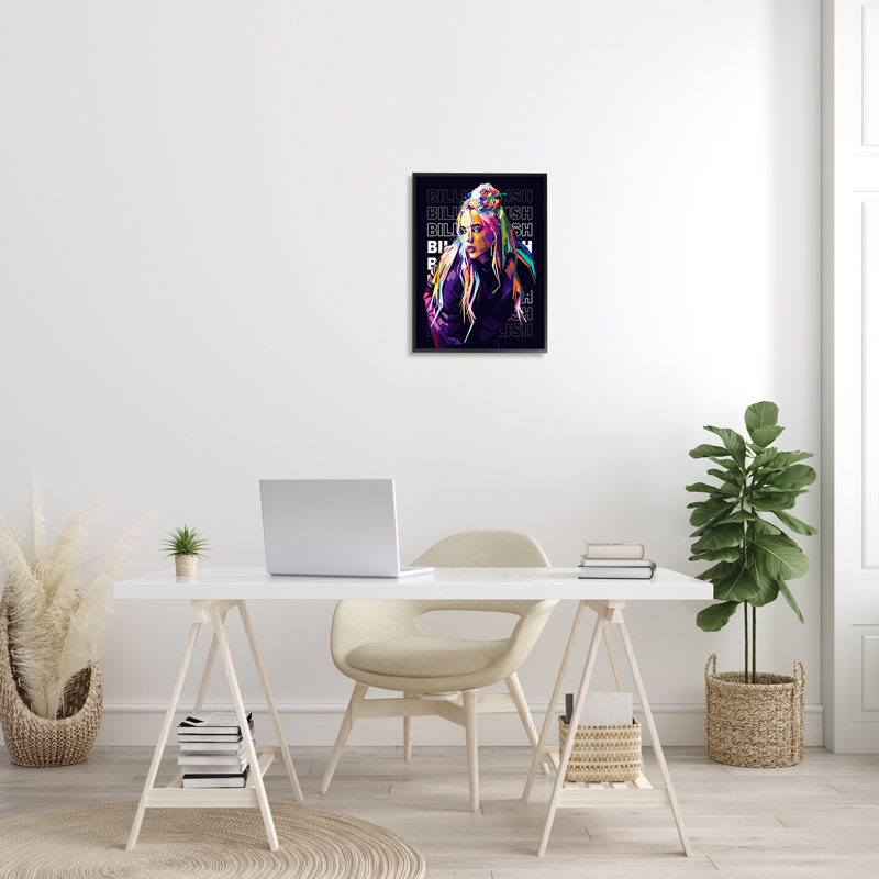 Personnage célèbre Billie Eilish, Giclée encadrée noir minuit, H 20 po x l 16 po x P 1,5 po