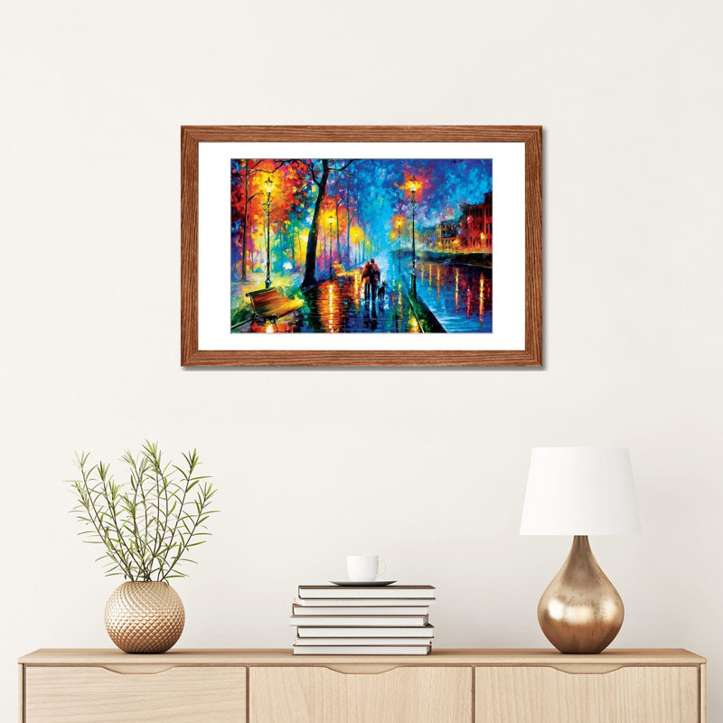 « melody of the night »-reproduction d’art sur toile tendue, H 32 po x l 48 po, Toile avec cadre flottant, Classic Wood