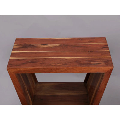 Bibliothèque 28 po en bois massif rétro | Armoire et présentoir indien fabriqués à la main | Brun rustique